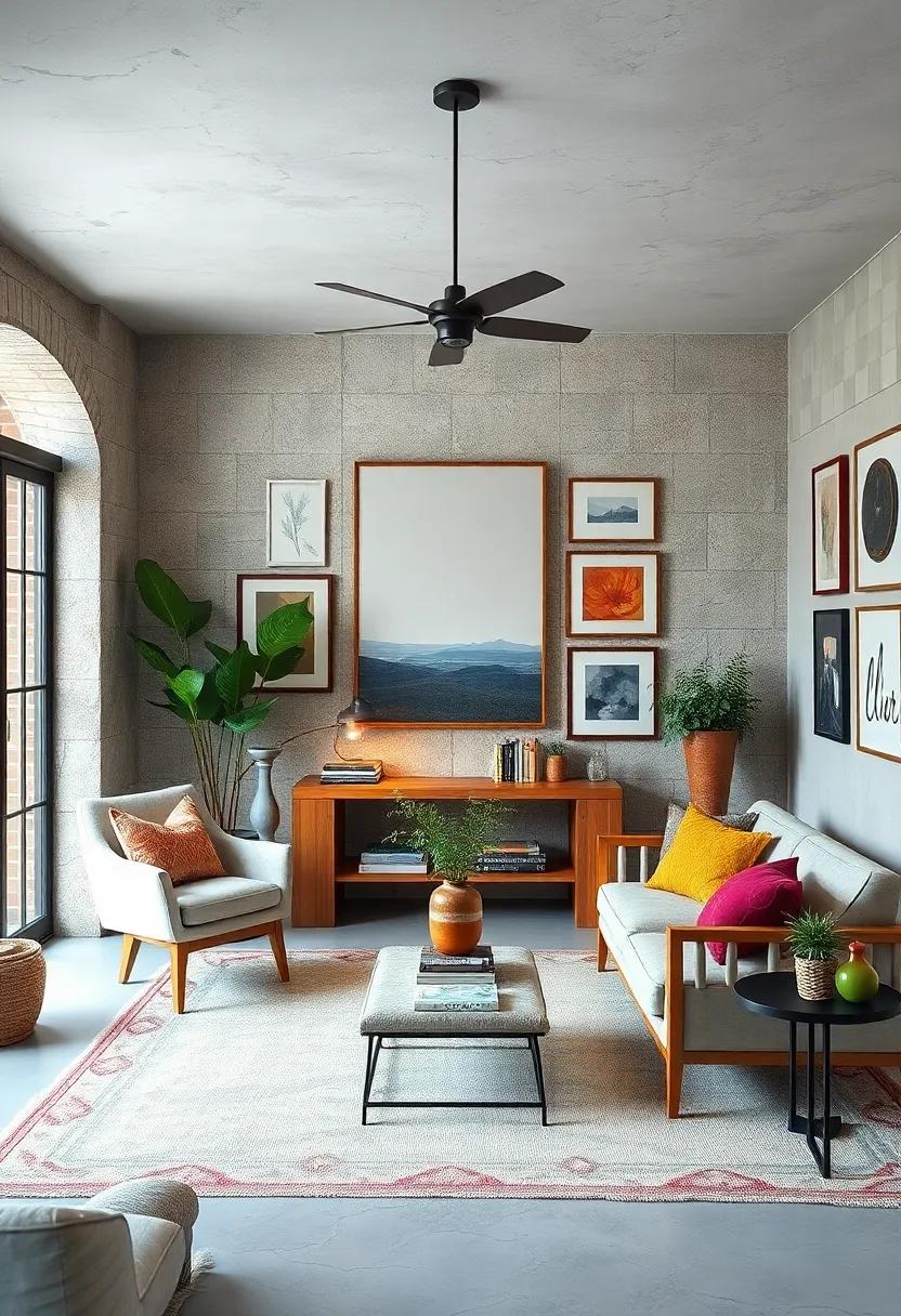 Rustic Industrial Elements Paired with Contemporary Minimalist Art for a Balanced Home Office Aesthetic