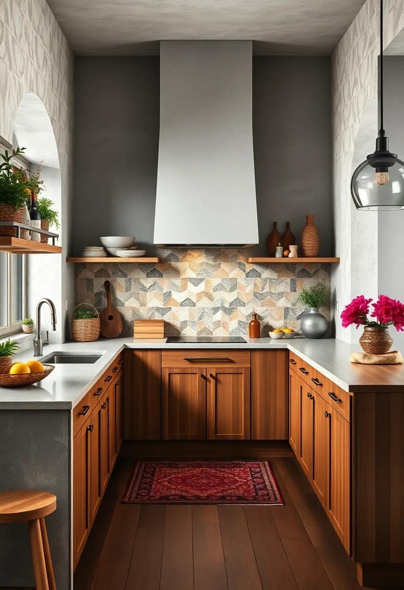 Combining Rustic Wood With Shiny Tile Accents For A Warm Yet Contemporary Eclectic Kitchen Look