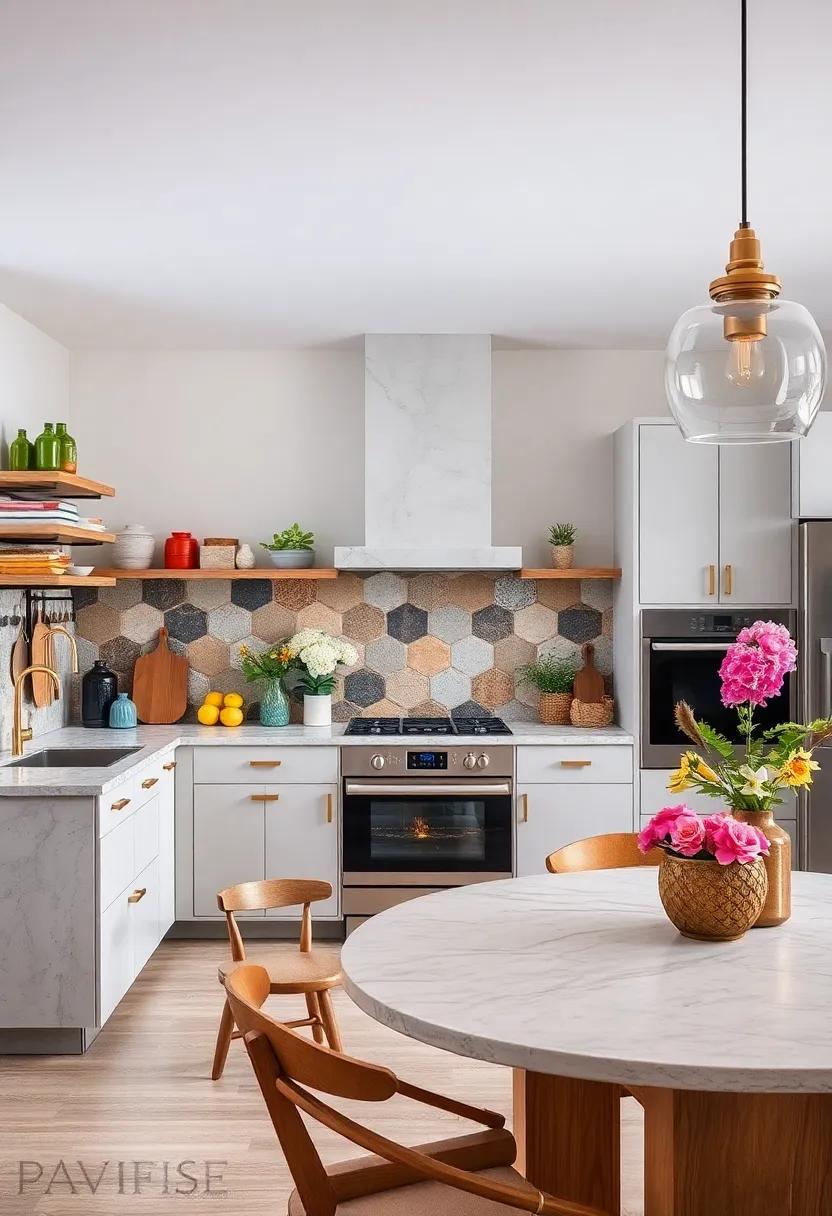 Unexpected Tile Shapes And Sizes Combined For A Contemporary And Artistic Eclectic Kitchen Style