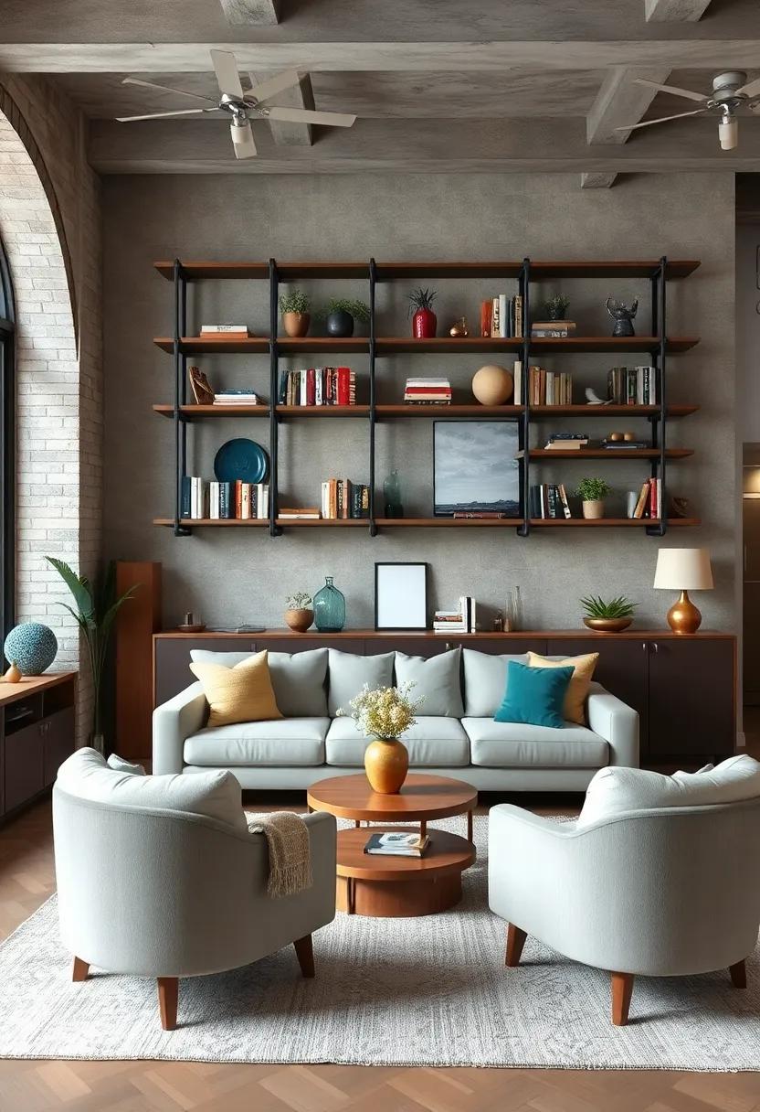 Utilizing Industrial Pipe Bookshelves with Comfortable Armchairs for a Relaxed Vibe