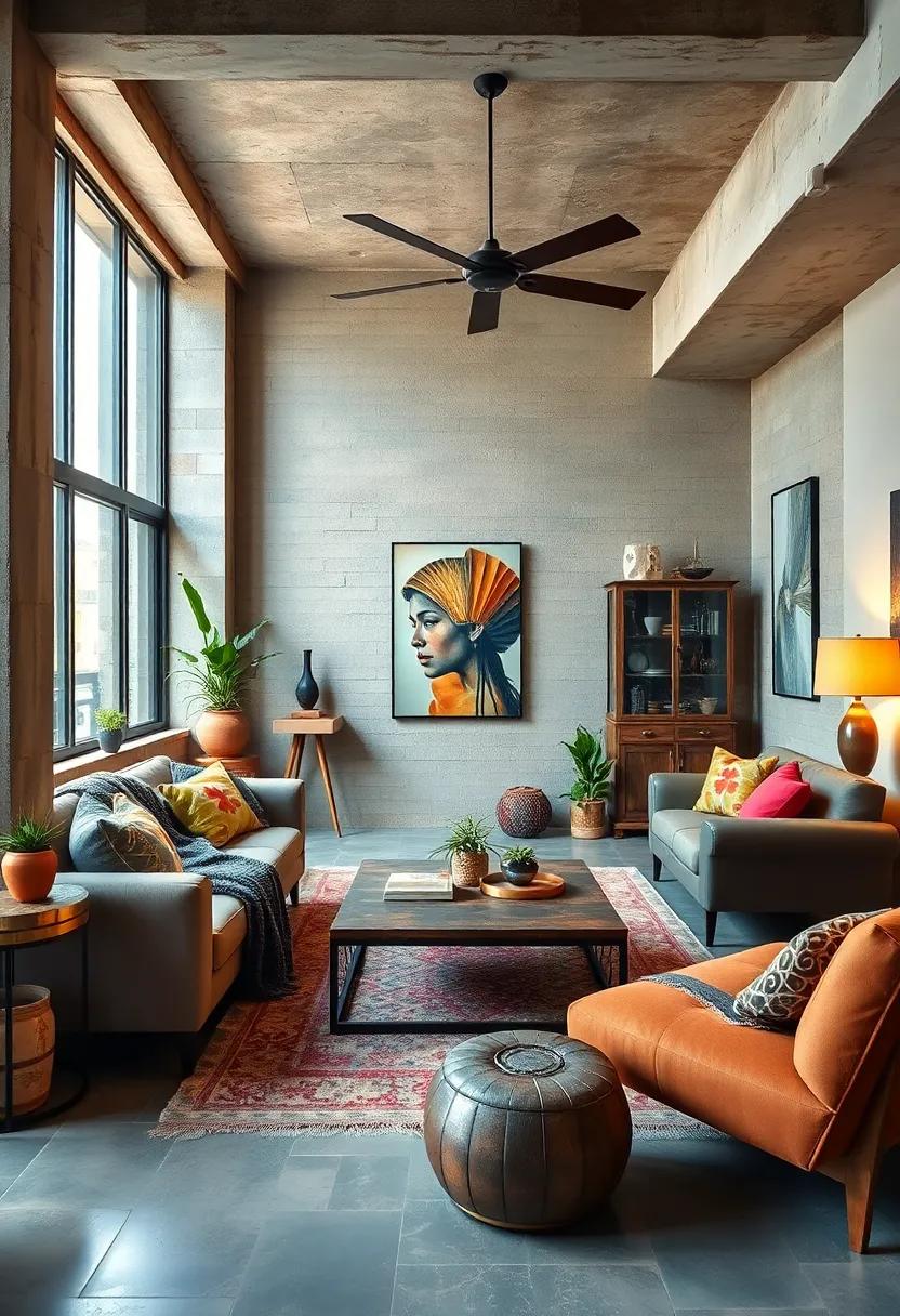 Warm Earthy Palette Interspersed with Cold Industrial Grays and Rusted Iron Details