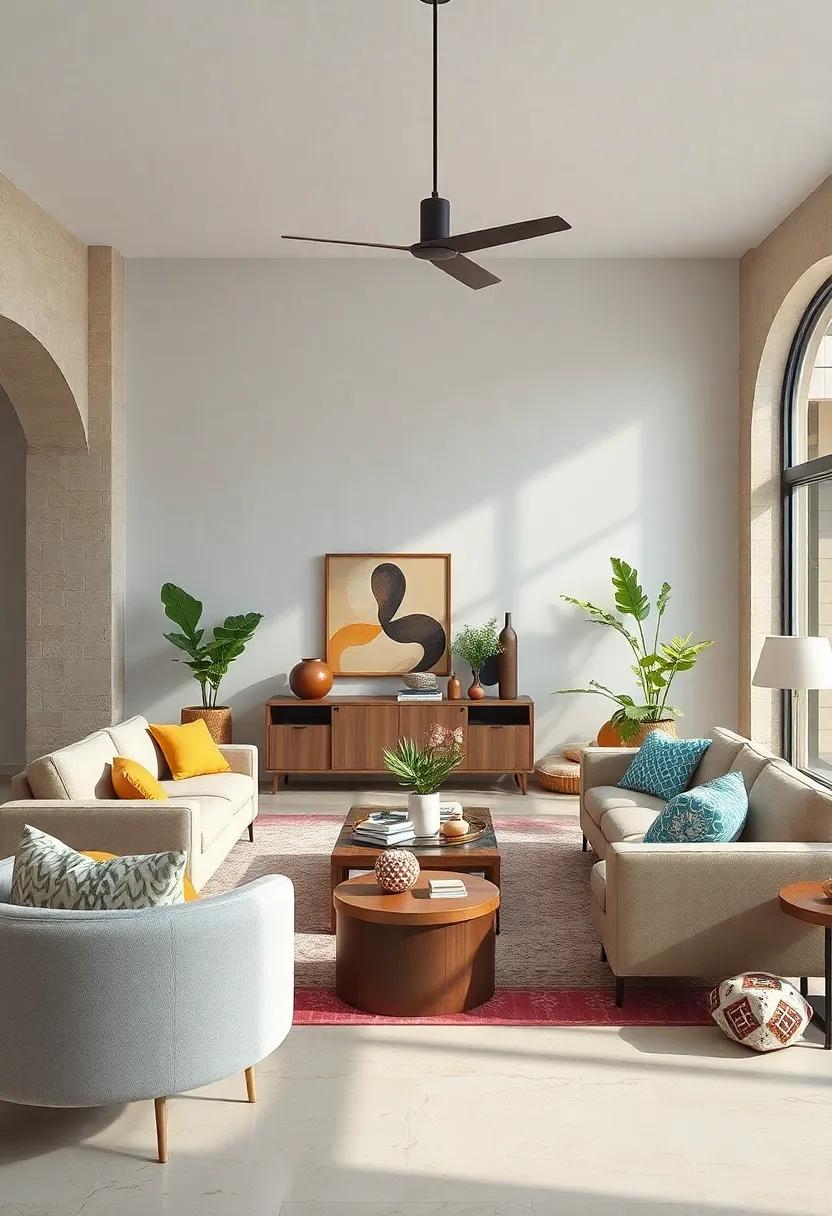 Contrasting Bold Geometric Shapes With Soft Organic Curves In Unique Furniture Choices For Dynamic Flow