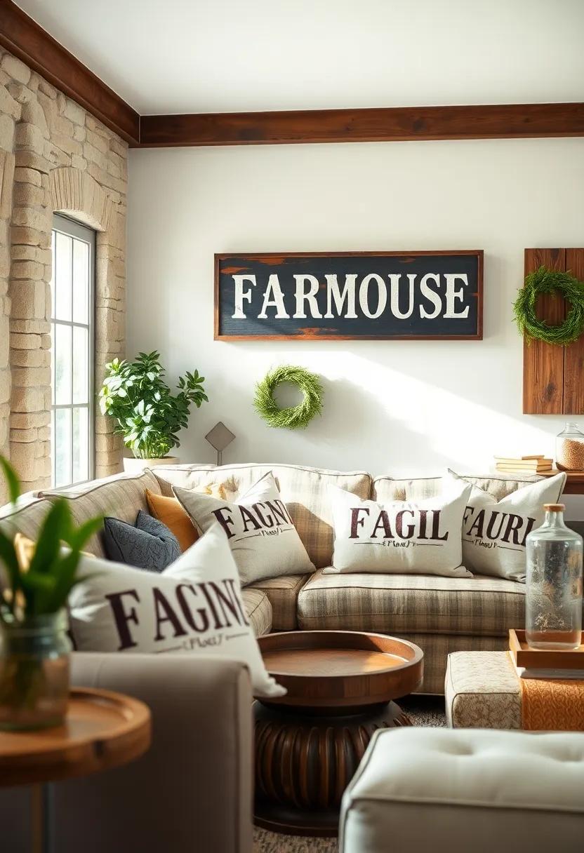 Vintage Flour Sack Pillows: Accentuate your ​seating ‌area with soft pillows made from ​repurposed flour⁤ sacks, adorned with charming printed lettering that adds a touch of nostalgia and comfort