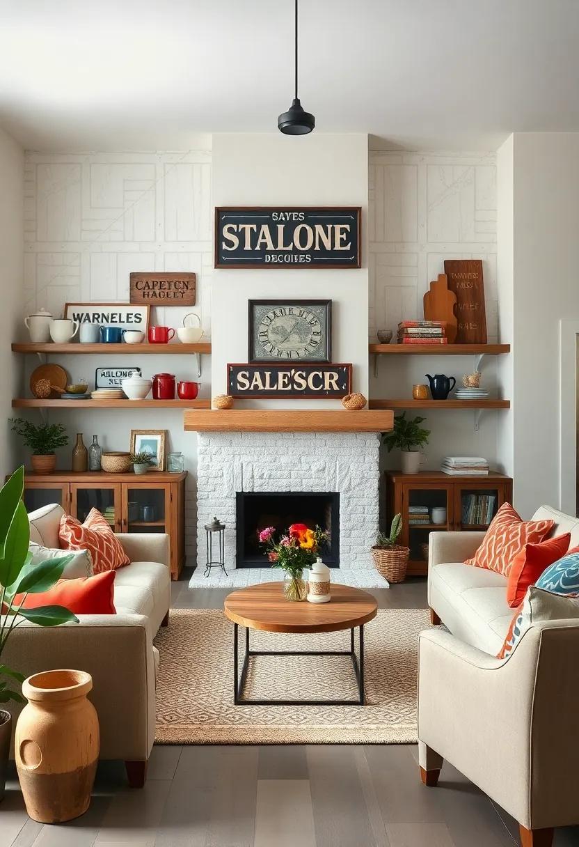 Enamelware and⁢ vintage Signage: Fill shelves with colorful enamelware alongside vintage signs to create a playful mix of history ⁢and​ color, celebrating farmhouse aesthetics