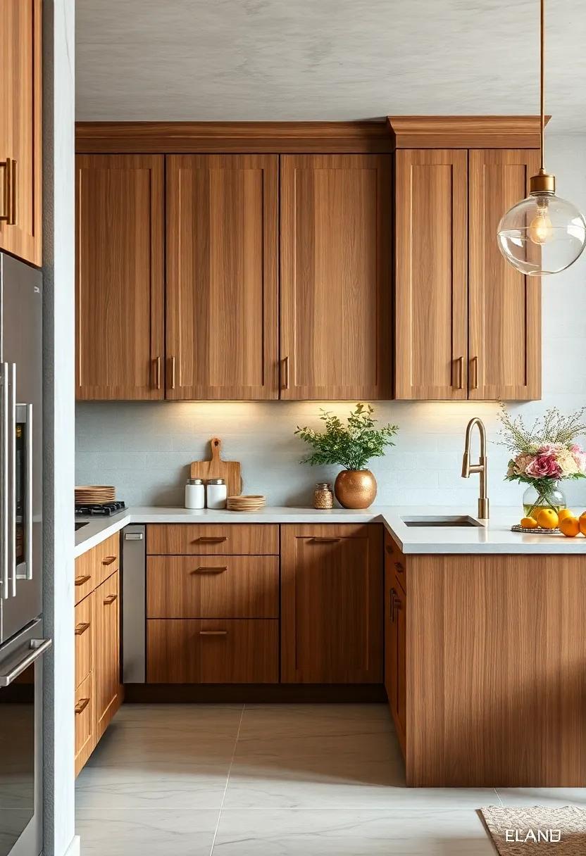 Statement Hardware: Choose oversized or uniquely shaped handles and knobs for your flat panel cabinets to introduce personality and flair
