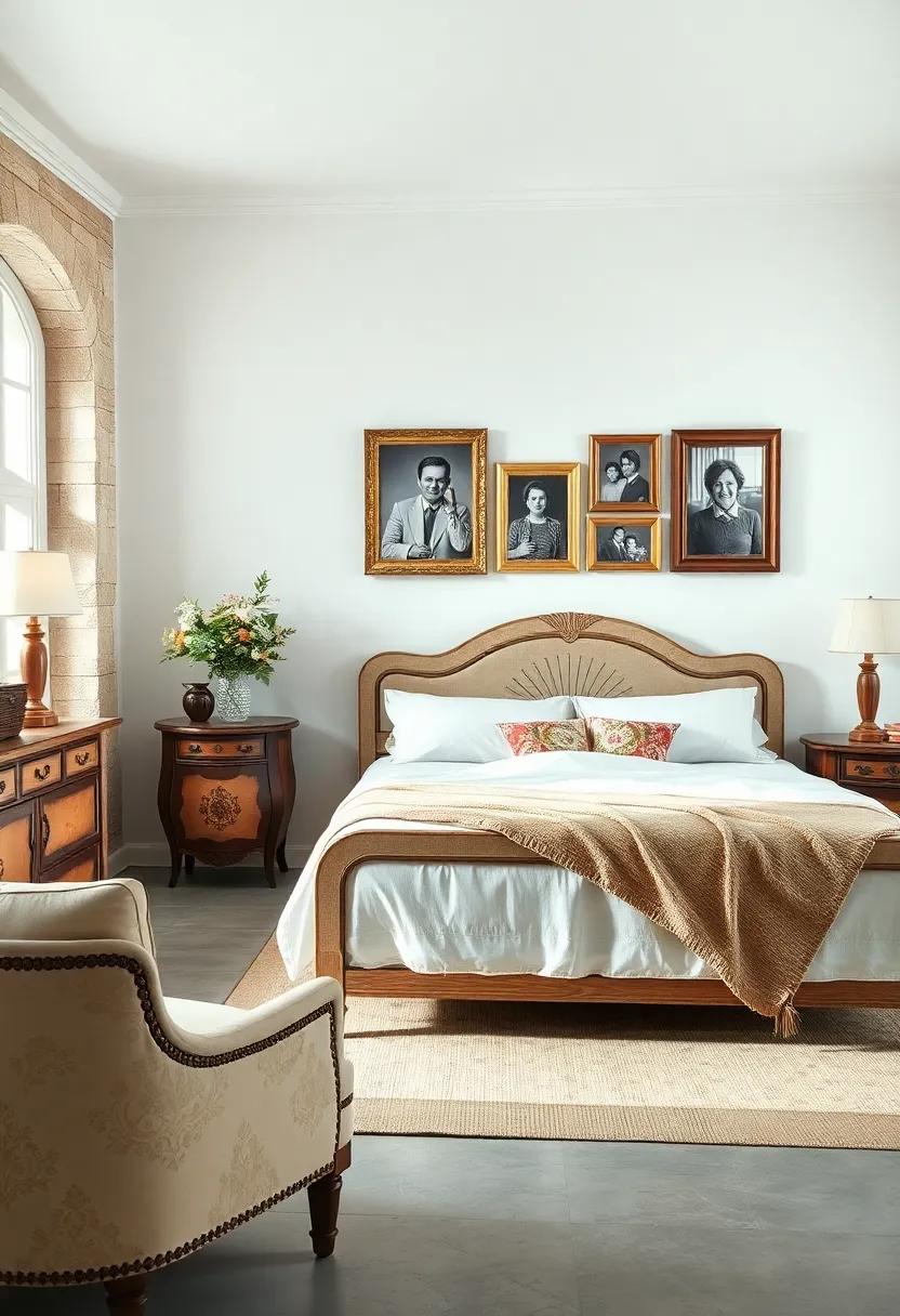 Decorative Mismatched Picture Frames Displaying Black and White Family Portraits