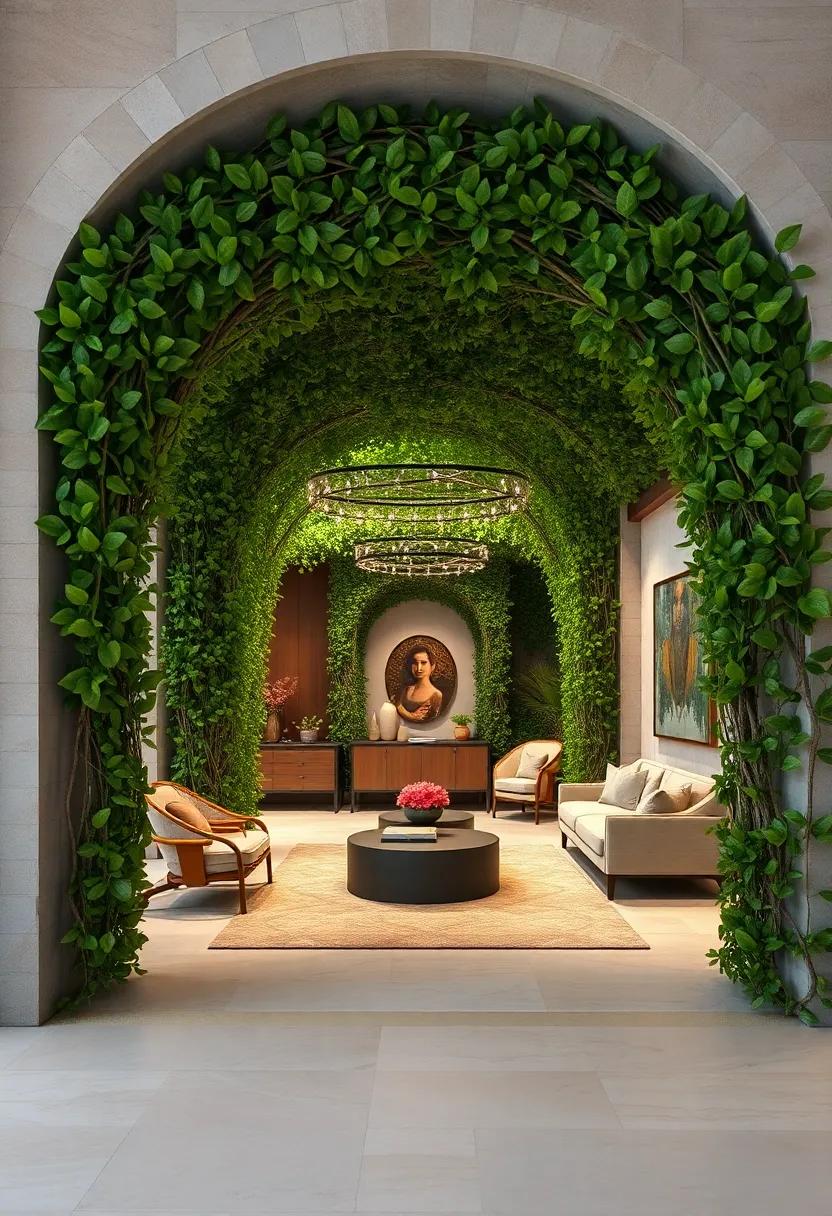 A Natural Canopy Formed by Overlapping Hedge Branches Creating an Inviting Maze Entrance Tunnel