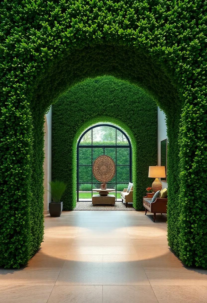 A Mystical Hedge Tunnel Crafted to Form an Archway That Invites Exploration and Curiosity