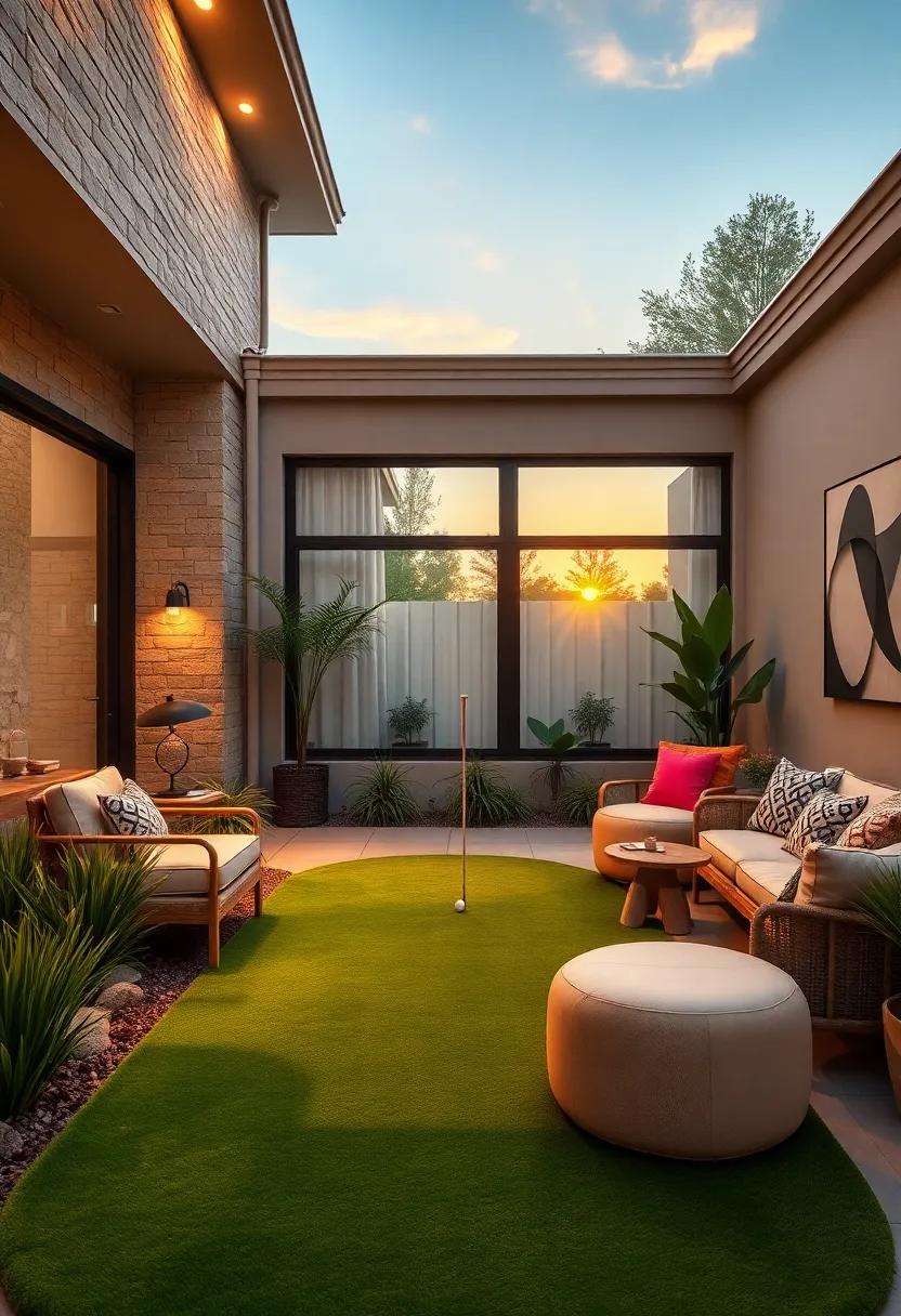 Transforming Your Front Yard Into a Scenic Mini Putting Green Oasis Under Soft Sunset Lighting