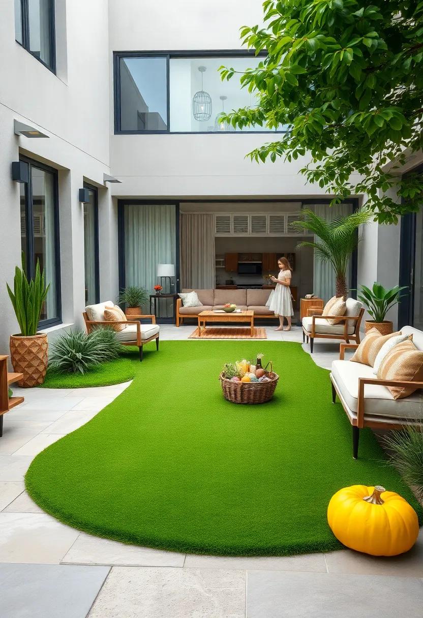 A Sleek Modern Water Feature Complementing a Compact Front Yard Putting Green Design