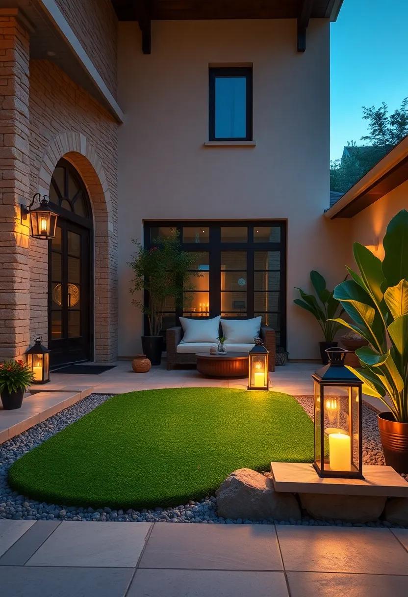 Sunlit Early Morning Dew Glittering on the Perfectly Cut Mini Putting Green Turf