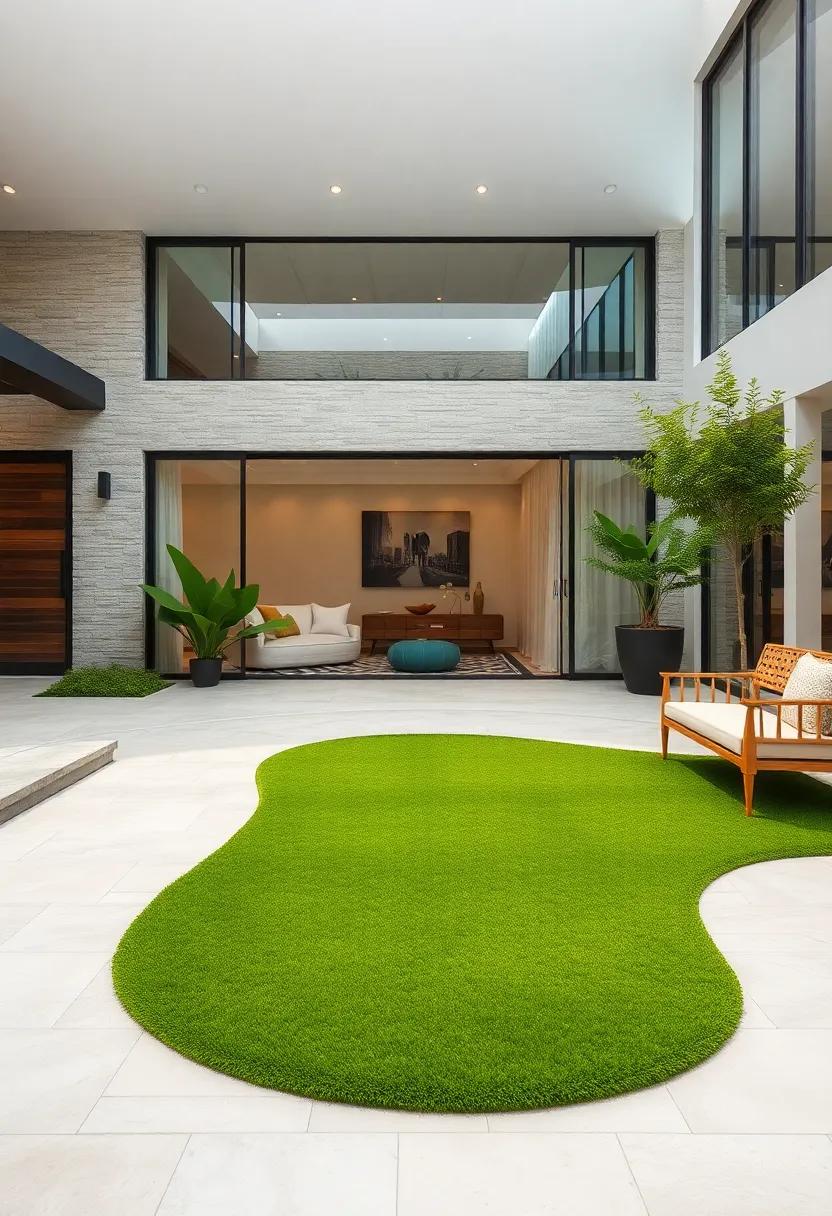 A Cozy Front Porch with Lawn Chairs Overlooking a Miniature Green for Lone Golf Practice
