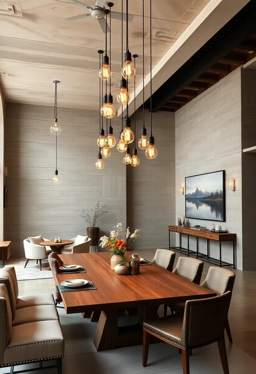 Vintage Edison Bulb Clusters Suspended Above Rustic Wooden Tables for a Cozy, Timeless Feel