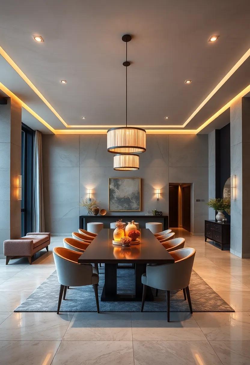 Color Temperature Play Between Soft Warm Lights and Cool Whites to Sculpt a Dynamic Dining Mood