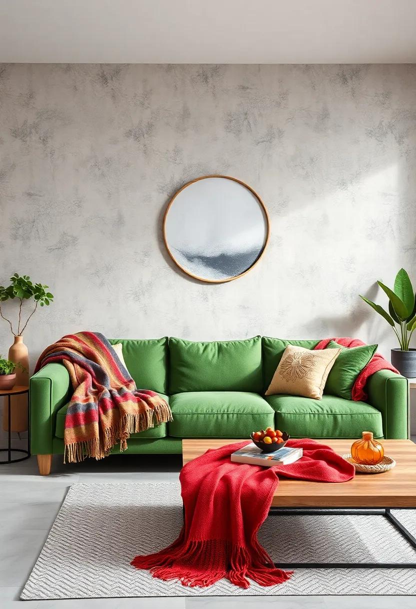 Use​ Throw ‍Blankets Wisely: ​Drape colorful throw blankets over the couch to offer comfort while introducing additional colors