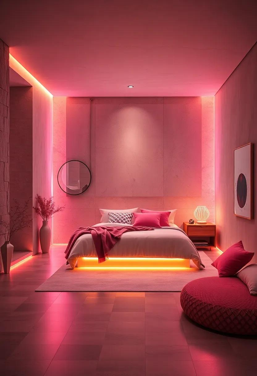 Muted Pastel Hues Slowly Changing Through Concealed Color-Changing Tubes Around The Room Perimeter