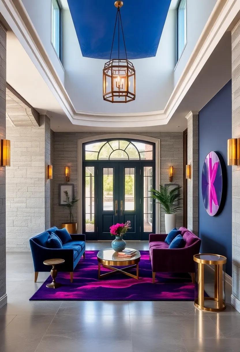 Bold Color Palettes Combining Deep Jewel Tones With Metallic Finishes for a Regal Entry Experience