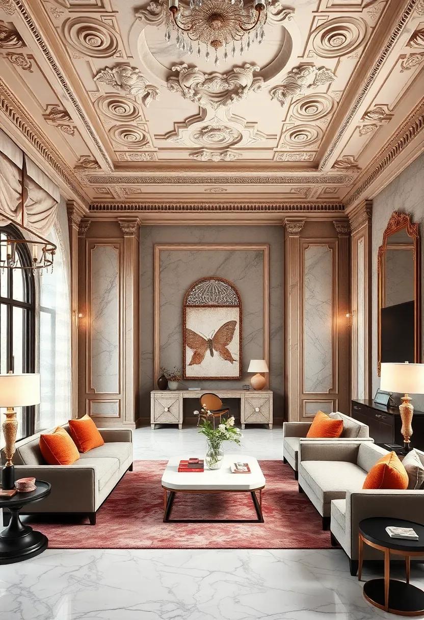 Elegant Ornamental Detailing on Ceilings and Cornices Enhancing Architectural Majesty