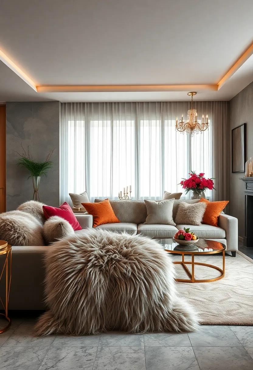 Luxurious Faux Fur Throws and Pillows Inviting Comfort with Glamorous Texture