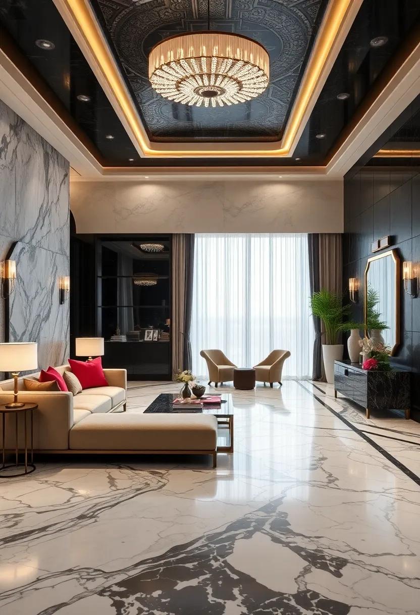 Classic Black and White Marble Flooring as a Foundation for Opulent Interior Spaces