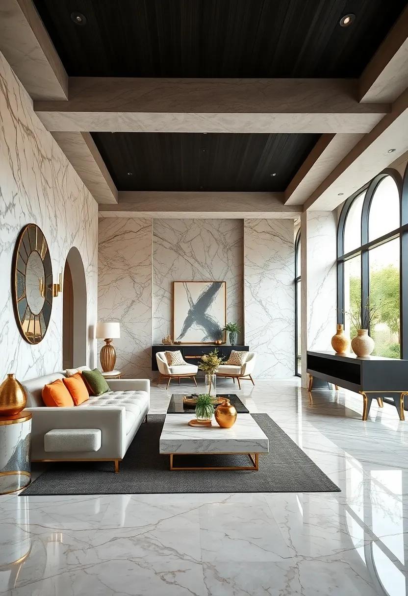 Polished Marble Surfaces Paired with Gold Accents for an Exquisite and Sophisticated Ambiance
