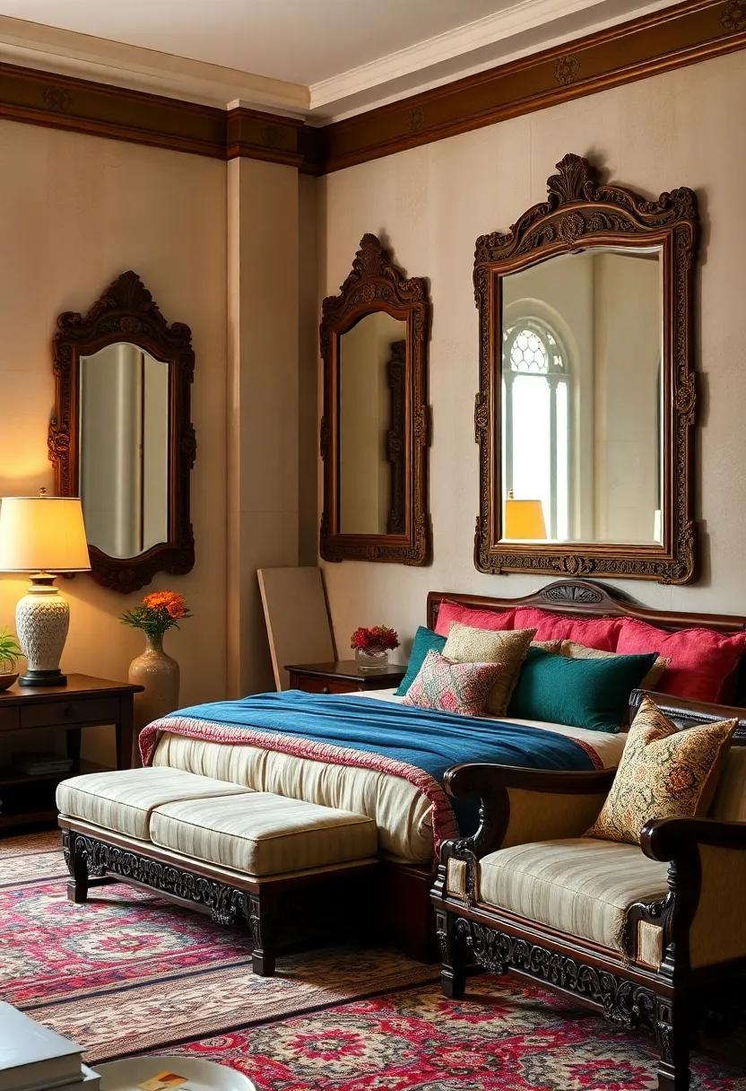 Statement Wall Mirrors with Ornate Wooden Frames Reflecting The Maharaja's Grandeur