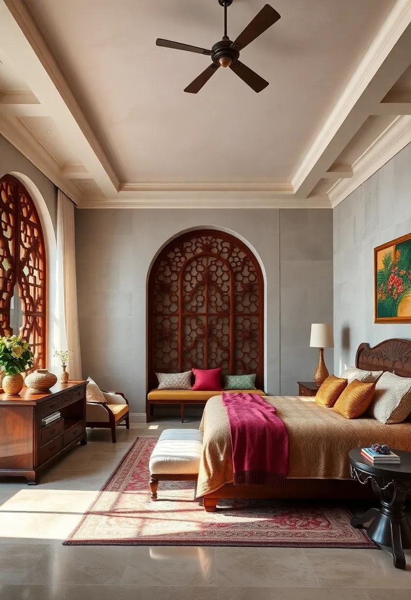 Handcrafted Jali Screens Adding Layers of Mystic Shadow and Light in The Luxurious Bedroom