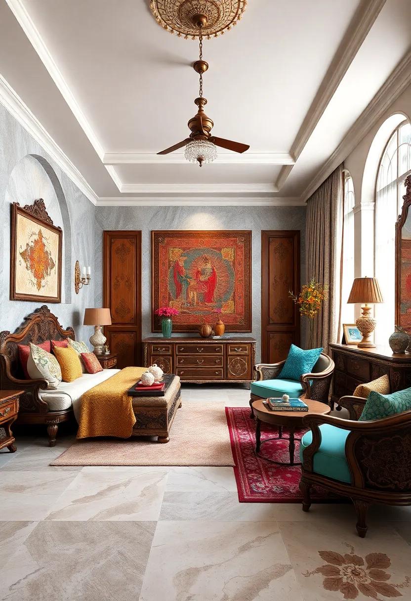 Antique Inlay Work on Wooden Dressers and Side Tables With Mother of Pearl and Ivory