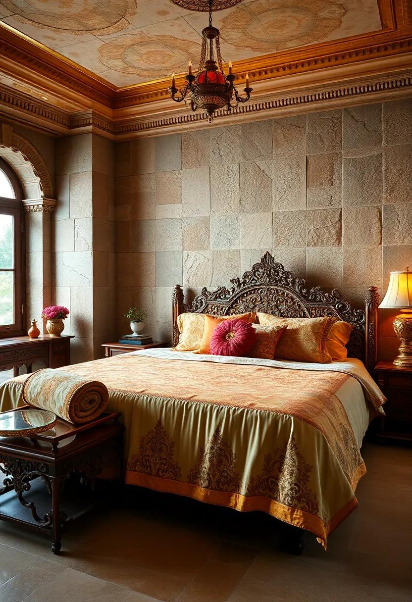 Sumptuous Bedspreads with Gold Thread and Mirror Work Adding Glimmer and Depth