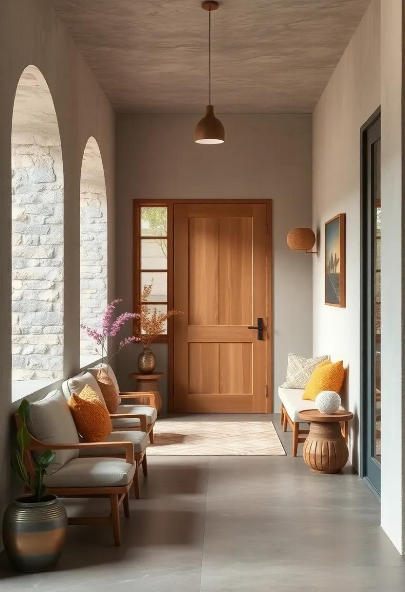 Effortless Blend Of Scandinavian Pastel Hues With Japanese Wabi-sabi Principles In Doorway Styling