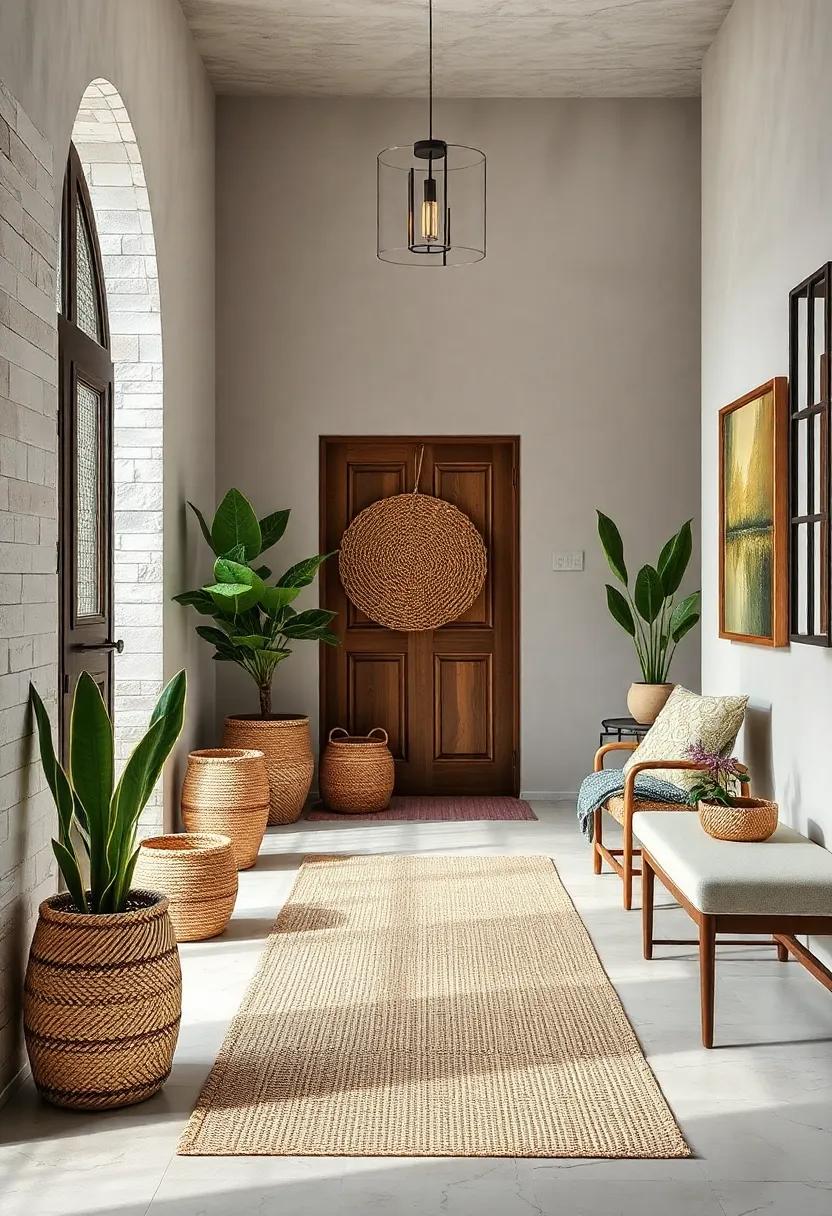 Handwoven Baskets Offering Discreet Storage While Enhancing Organic Textures In Entry Spaces