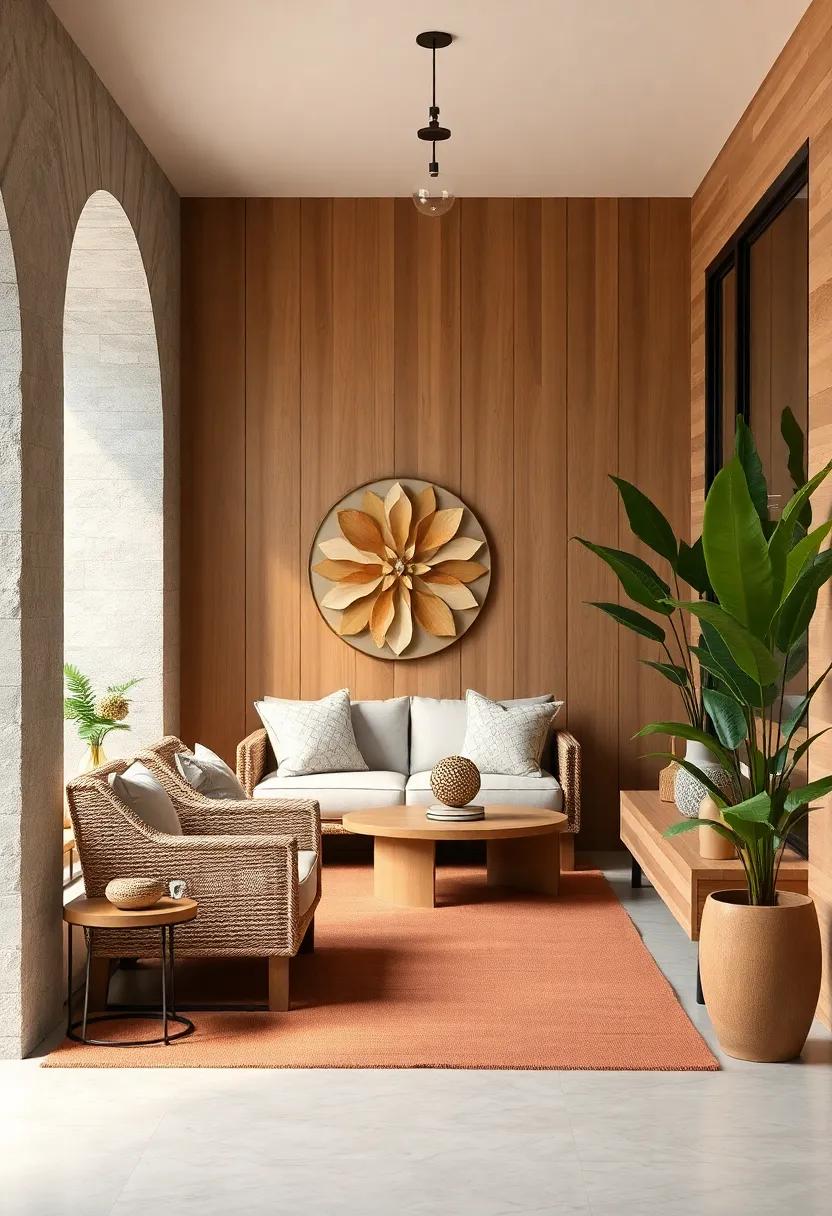 Japandi Entryway Featuring Natural Wood Textures and Soft Neutral Color Palette for Serene First Impressions