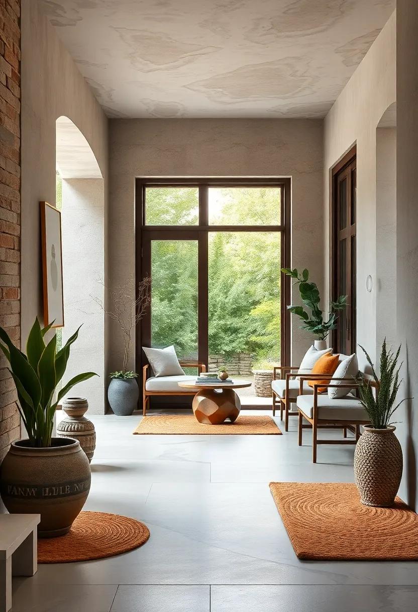 Natural Fiber Doormats Enhancing Texture and Earthy Tones in Japandi Entryway Settings