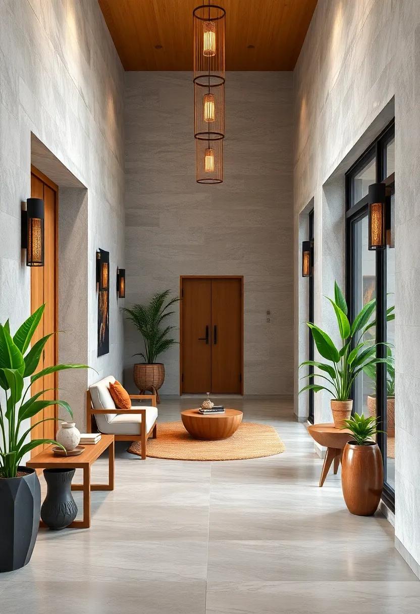 Touches Of Bamboo Detailing Infusing Eco-Friendly Elegance In Japandi Style Entry Corridors