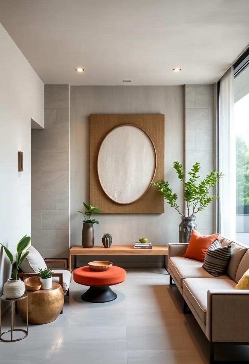 Zen-Inspired Wall Art Incorporating Subtle Curves And Natural Materials For Japandi Entry Spaces