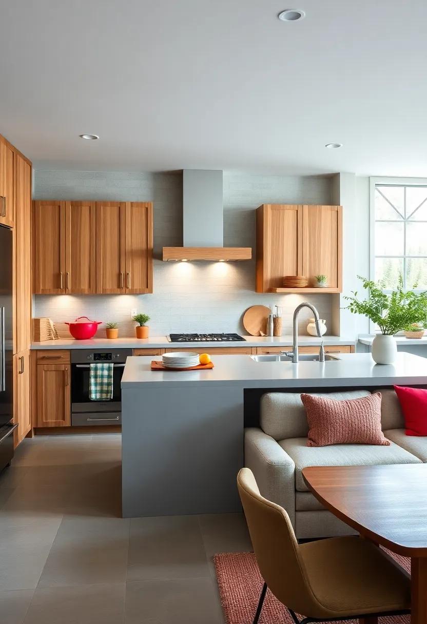 Add a Splash of Color: Complement the neutrality of⁢ light gray walls and oak cabinets with vibrant accessories like bright red kitchenware or colorful dish towels