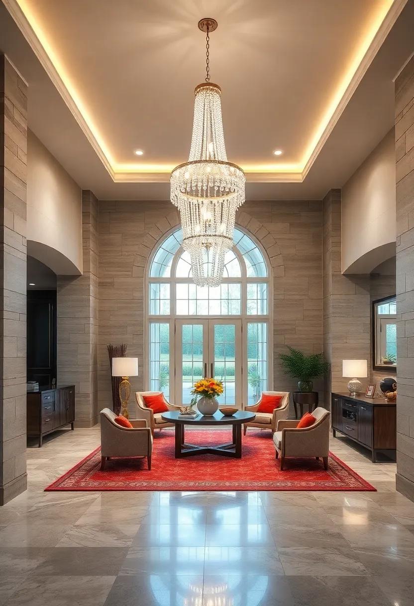 Crystal Chandeliers Sparkling Brilliantly To Create A Luxurious Foyer Ambiance