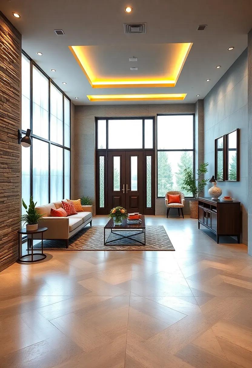 Smart Lighting Panels Creating Dynamic Color Scenes To Match The Entryway Mood