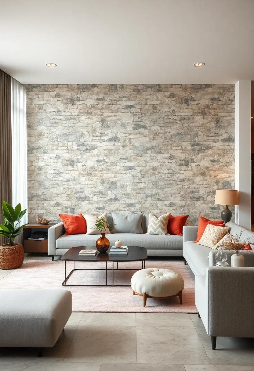 Natural Pebble Inspired Tiles Creating a Tranquil Wall That Mimics Riverbed Serenity