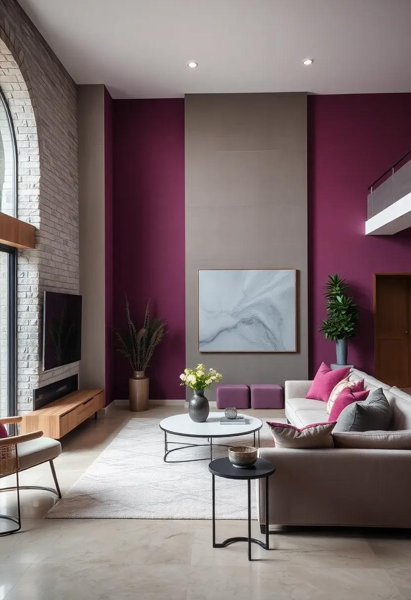 Rich Plum and Cool Gray: Add a regal ‍touch with deep‌ plum‌ tones that complement sleek gray accents
