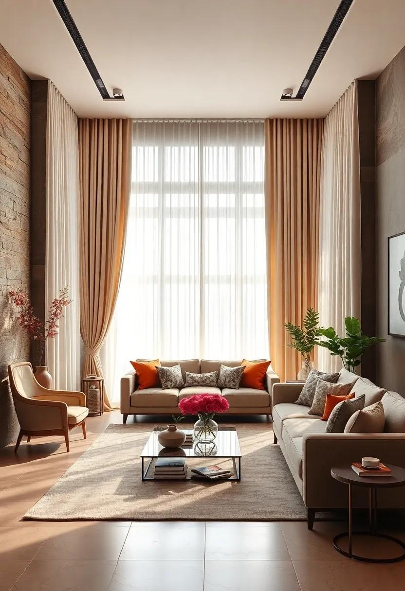 Discover the Elegance of Floor-to-Ceiling Silk Panels Cascading Gracefully in a Sunlit Drawing Room Setting