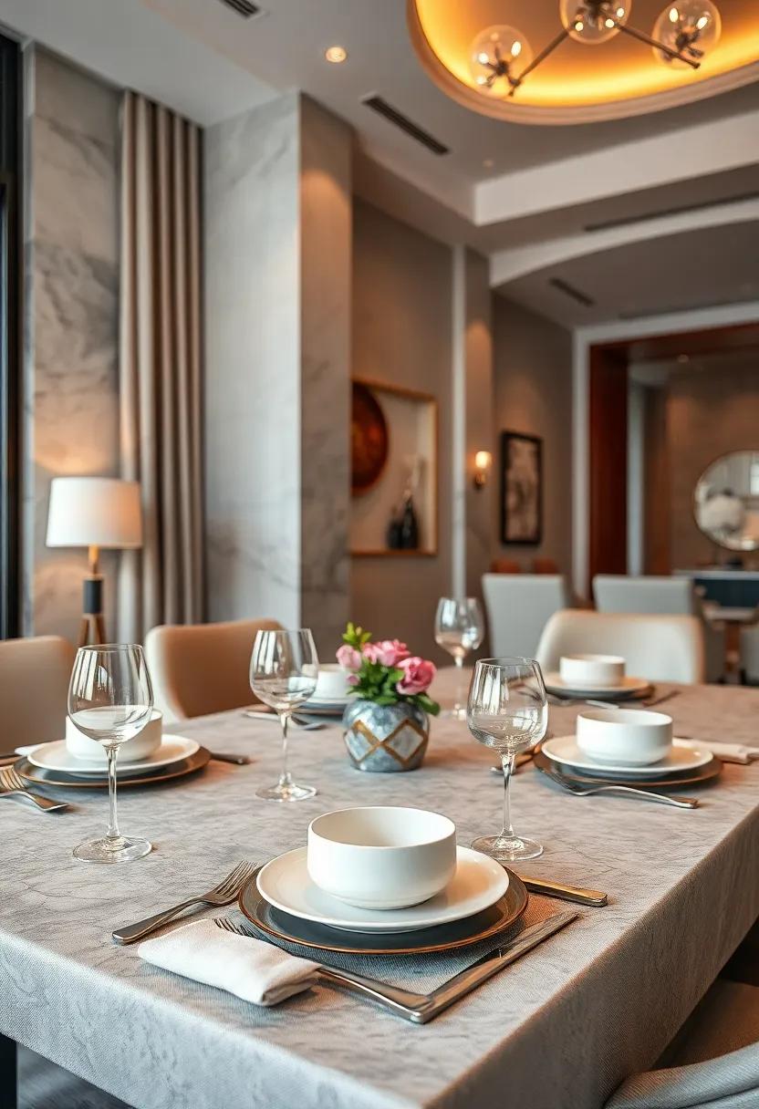 Elegant Table Settings Featuring Fine Porcelain, Polished Silverware, and Crystal Glassware Arranged with Precision