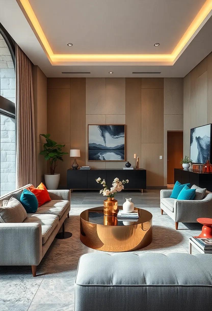 Refined Metallic Finishes On Coffee And Console Tables Elevate Sophisticated Rooms