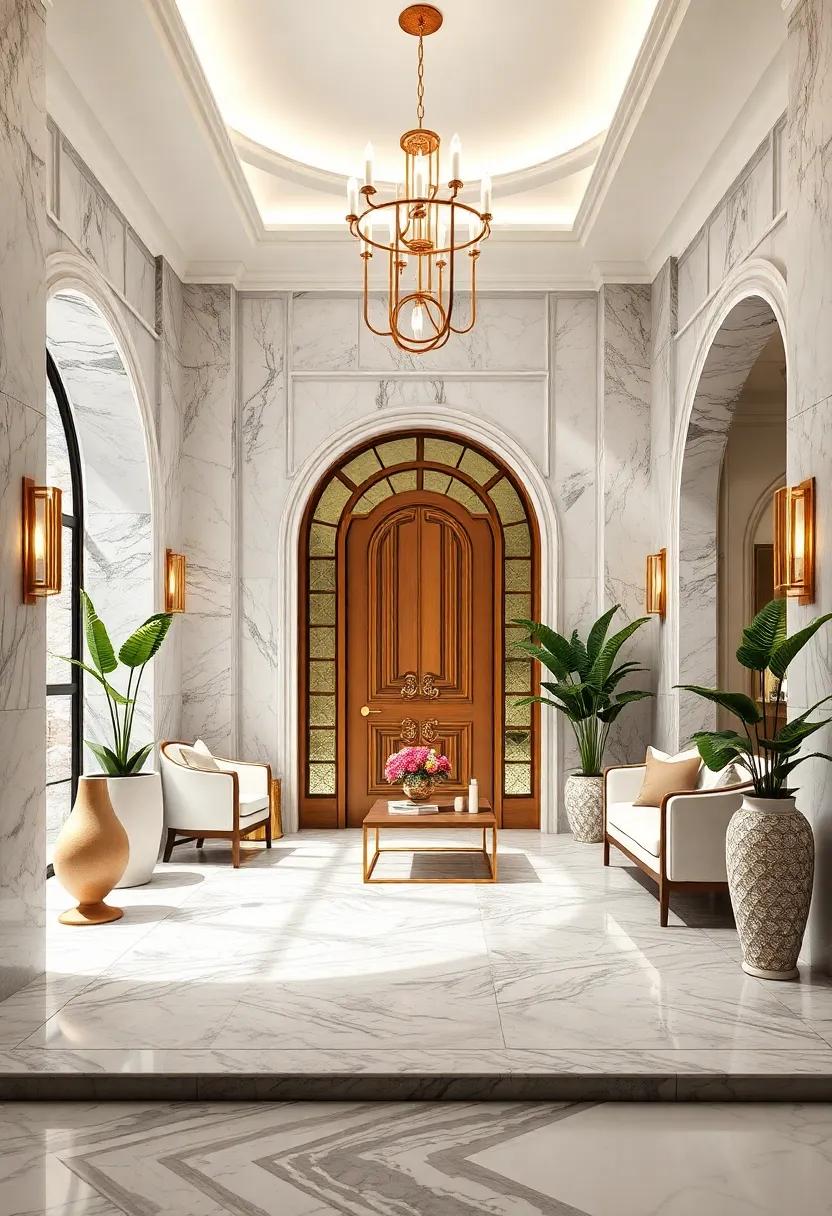 Opulent Dining Spaces Featuring White Marble Tables Paired With Elegant Gold Chandeliers