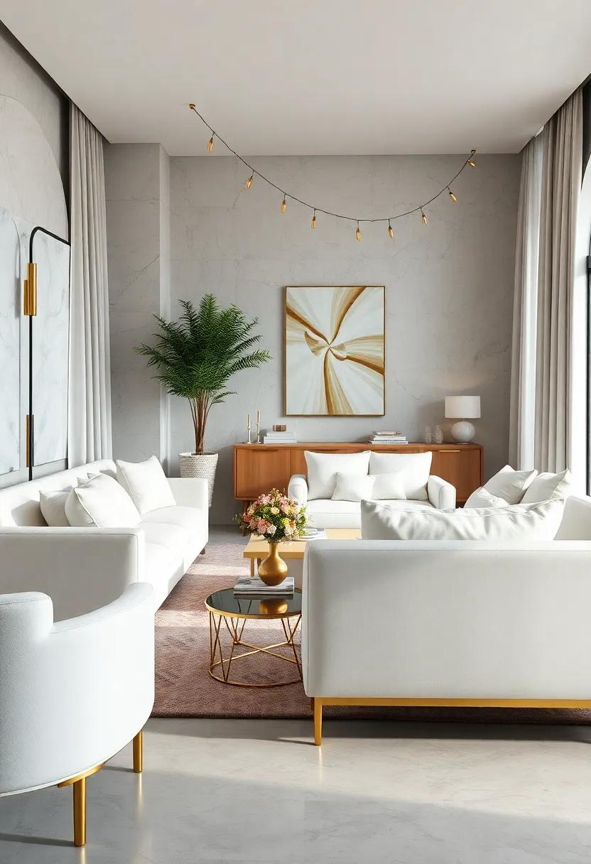 Radiant White Rugs With Intricate Gold Patterns Adding Warmth And Visual Interest