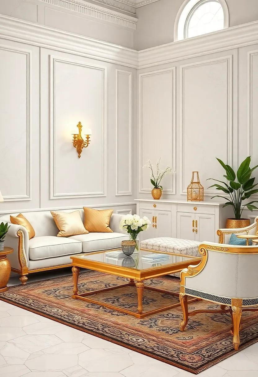 Classic White Furniture Featuring Gold Leaf Detailing Bringing Vintage Elegance Indoors