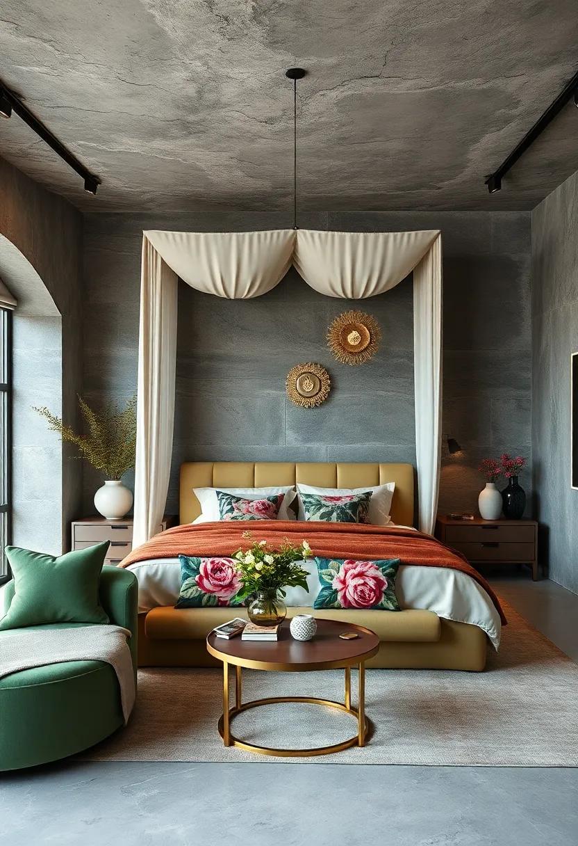 Floral and Botanical Prints Layered on Walls, Bedding, and Upholstery Creating a Lush Bedroom Oasis