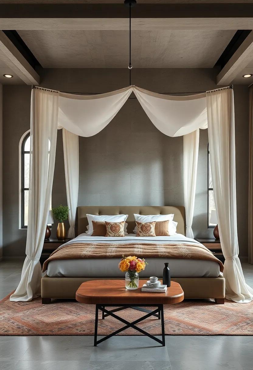Layered Lighting Designs Featuring Vintage Lamps and Modern Fixtures Enhancing a Luxe Canopy Bedroom