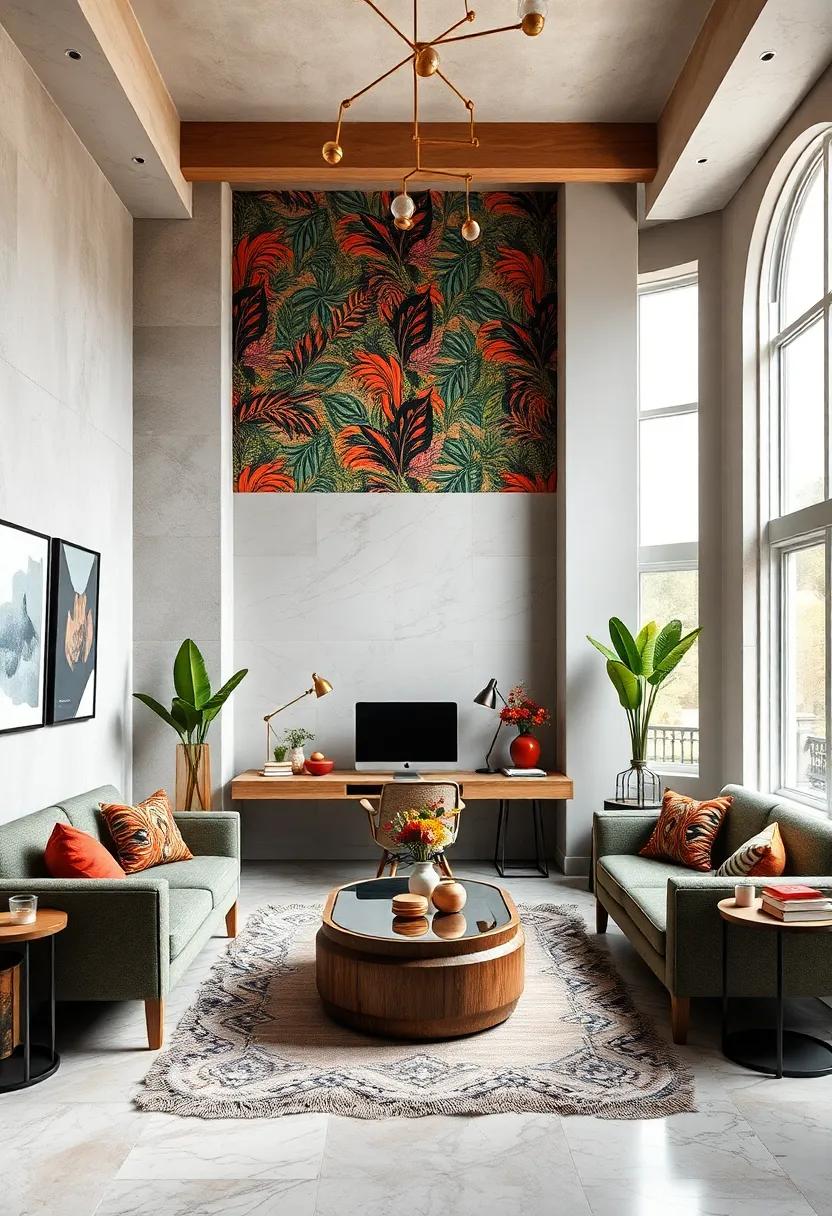 Bold Patterns Clashing Harmoniously Within a Maximalist Home Office Setting Brimming With Personality