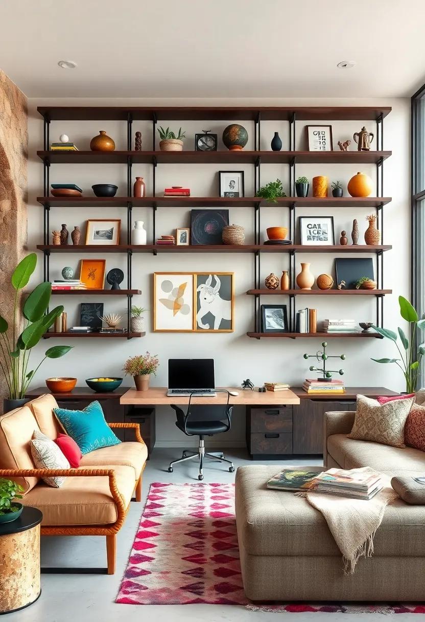 Gallery Walls Featuring an Assortment of Art Styles and Frames Amplifying Character in Office Interiors